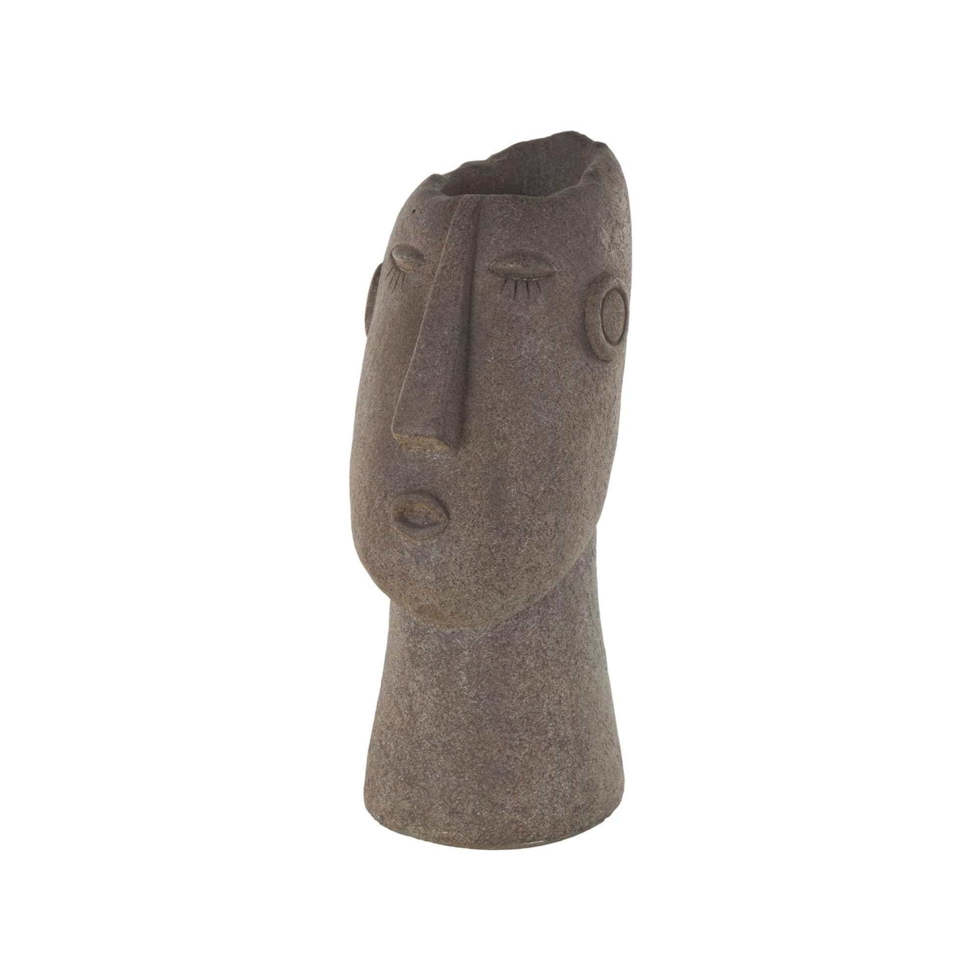 17" Textured Brown Woman Head Planter